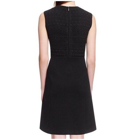 G30 Tory Burch Roberta Crochet Inset Knit Sweater Dress Career Work Sz 8 - Picture 3 of 8